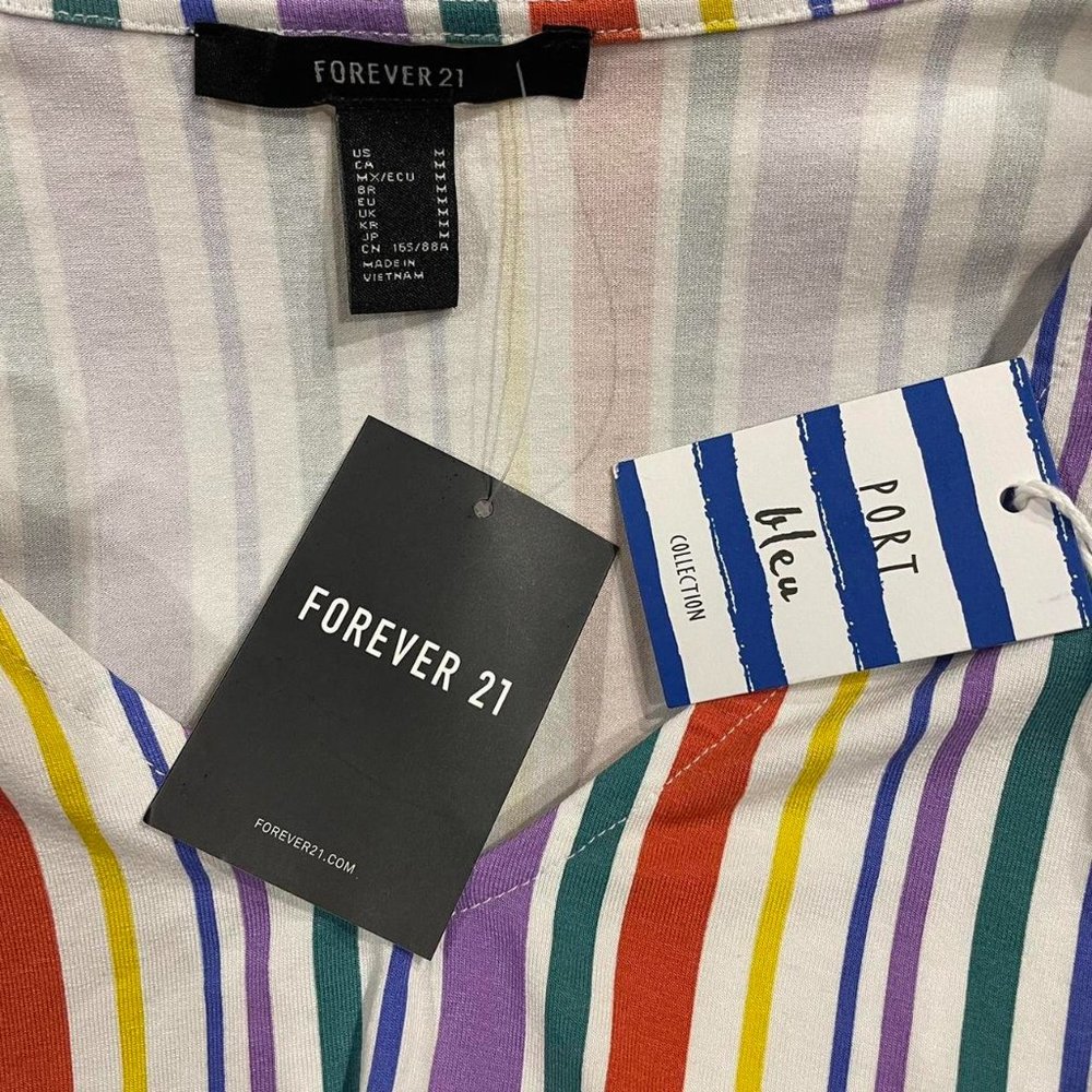 Rainbow Stripe Long Sleeve Low Cut Bodysuit - Picture 2 of 2